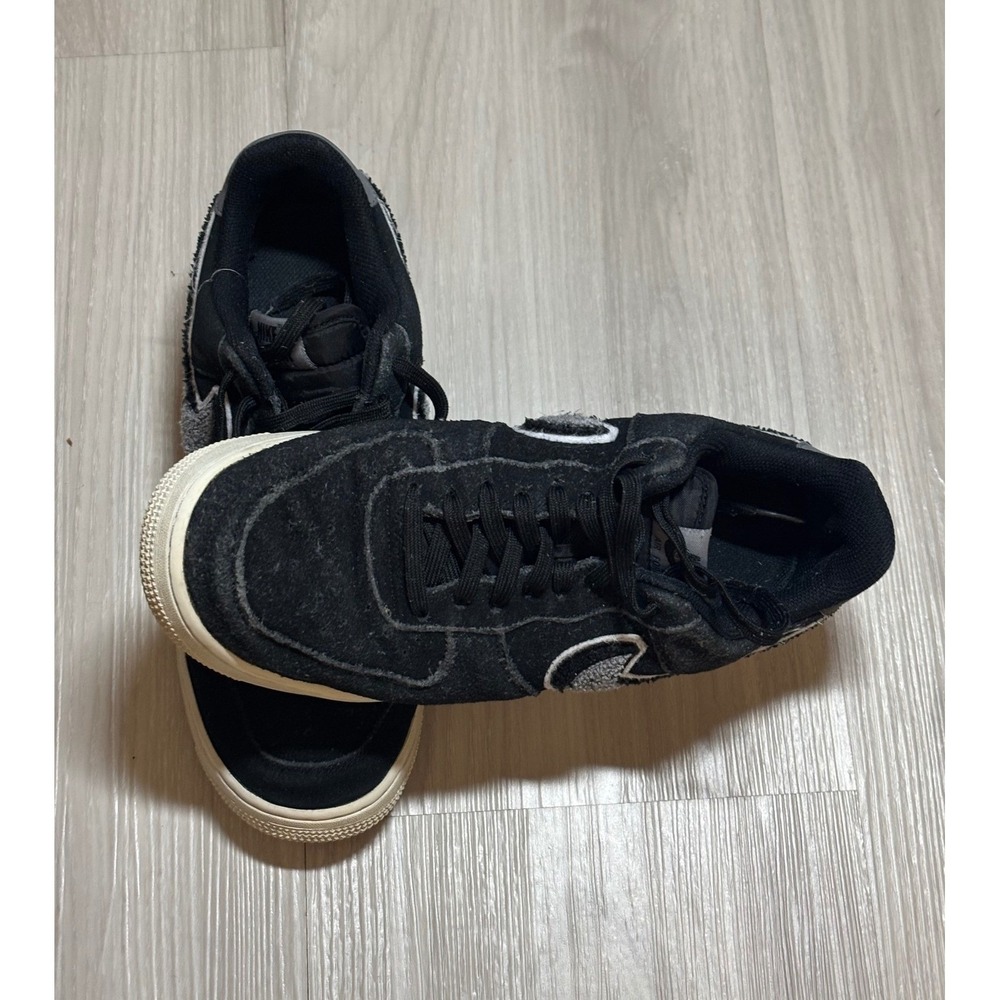 Nike Sneakers Mens 8 Black Cool Grey Air Force 1 Low 3D Chenille Swoosh - Picture 5 of 16